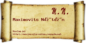 Maximovits Nátán névjegykártya